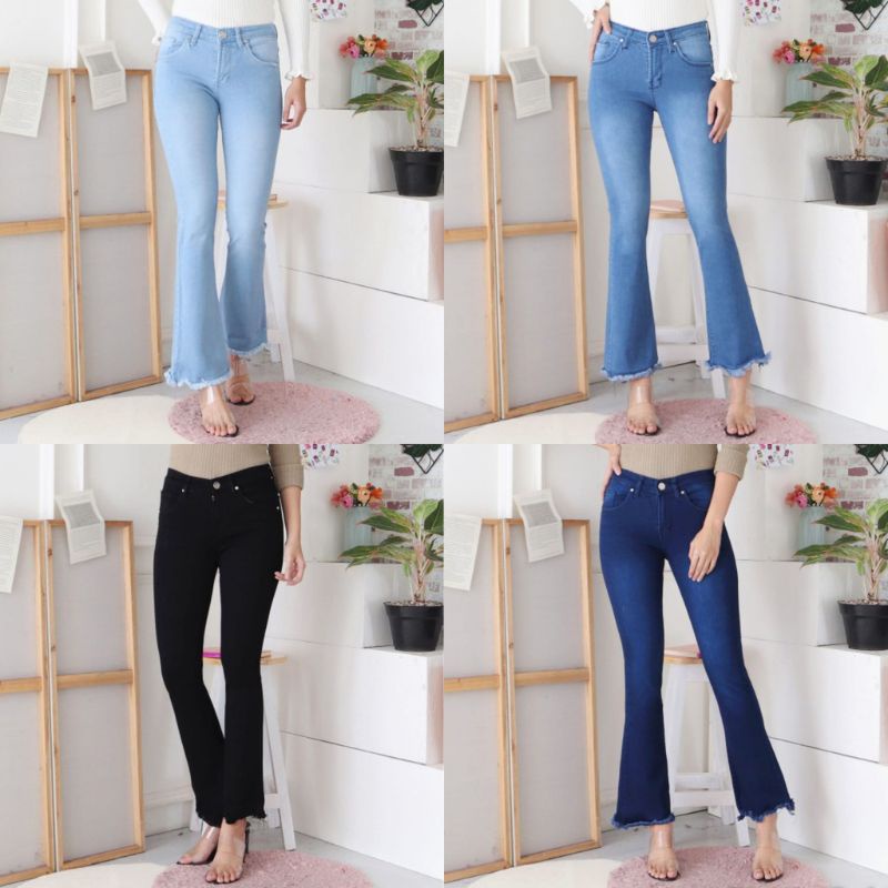 Highwaist Cutbray Rawis- Celana Jeans HW Navy