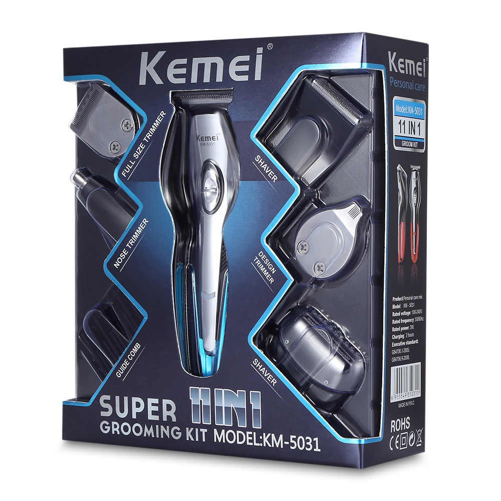 KEMEI KM-5031 - 11 in 1 Waterproof Rechargeable Electric Hair Clipper - Alat Cukur Elektrik