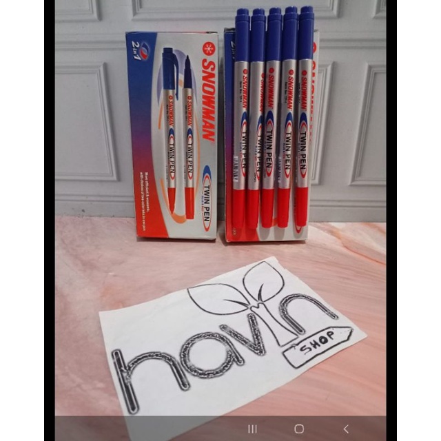 

RB (12pc) pen TWIN PEN merek SNOWMAN 2 in 1