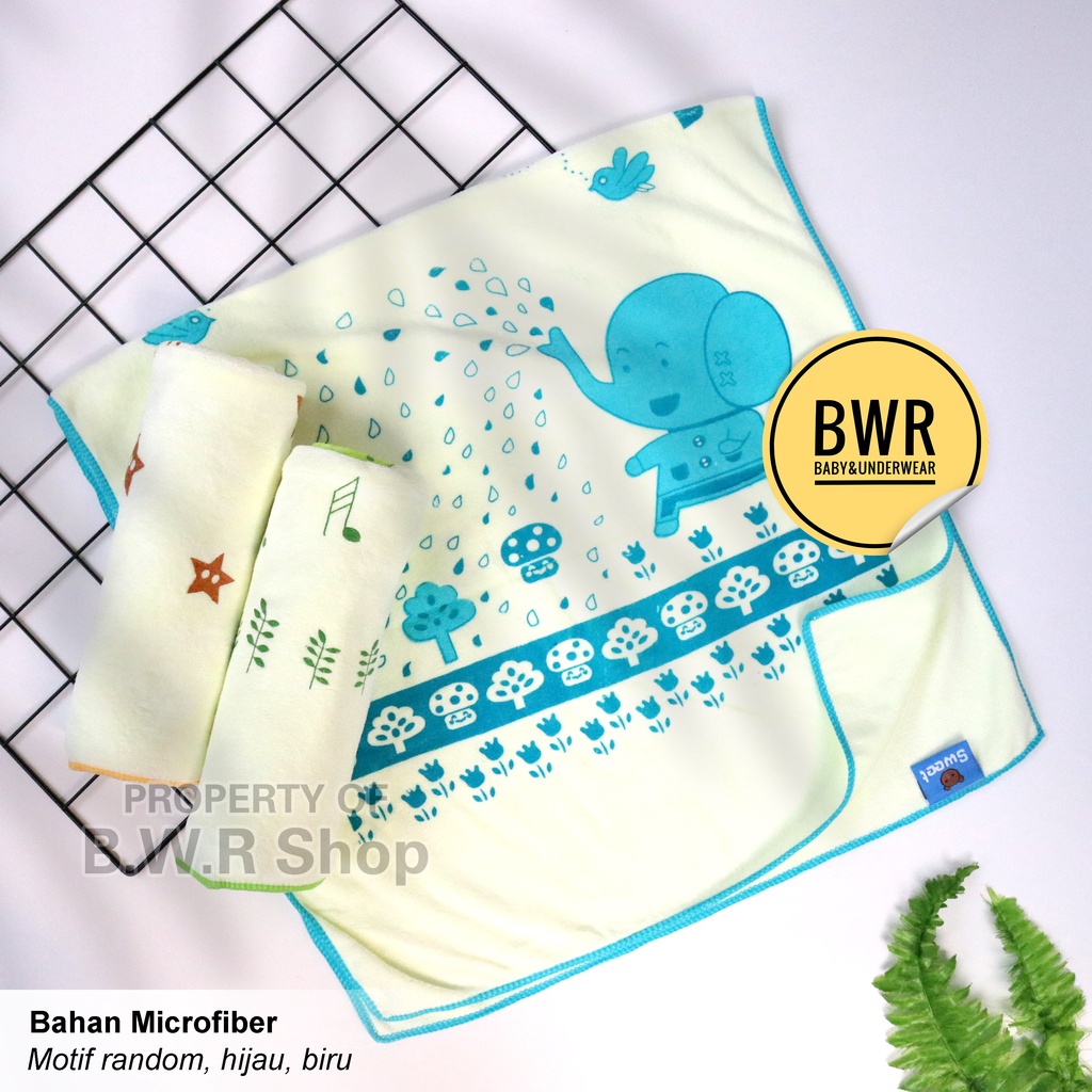 Handuk Mandi Bayi Sweet Baby PRINT BORDIR / Handuk Mandi Anak 50x100 60x100 Bahan Microfiber Lembut Pilih Warna | Bwr