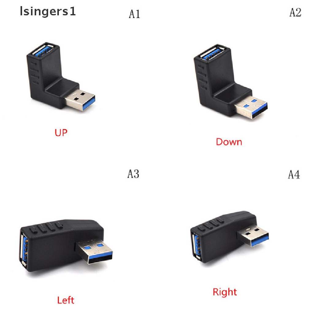 (lsingers1) Adapter Konektor Extension USB 3.0 Male Ke Female Bentuk L