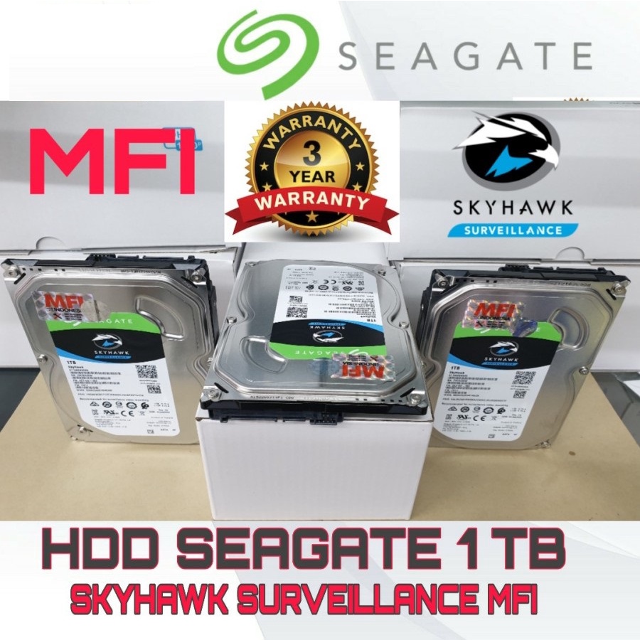 HARDDISK CCTV 1TB SEAGATE SKYHAWK GARANSI RESMI MFI 3TH