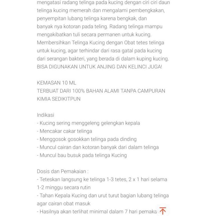 Yc2Code OBAT TETES TELINGA KUCING OBAT RADANG TELINGA KUCING CONGEK BAU BENGKAK LUKA INFEKSI GATAL(K