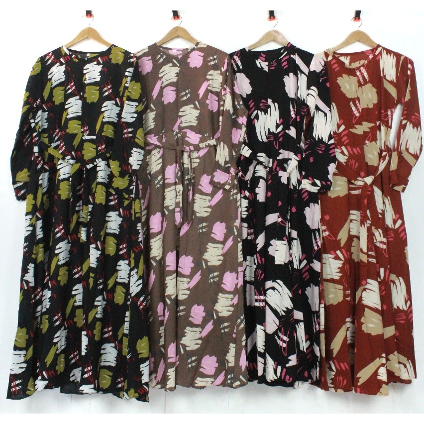 Gamis monalisa abstrak edition shabbychic shabby busana muslim syari jumbo standar BAJU WANITA