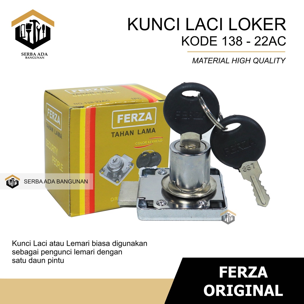 KUNCI LACI FERZA 101 ORIGINAL 100% TERMURAH / HARGA EKONOMIS DIKANTONG MURAH / KUNCI ALMARI LEMARI PAKAIAN BAJU LACI RAK DLL