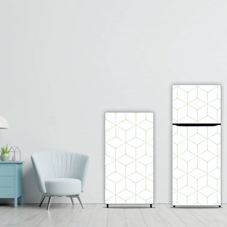 STICKER KULKAS 1 DAN 2 PINTU MINIMALIS ELEGAN BAHAN TEBAL (BUKAN-PVC) 4A