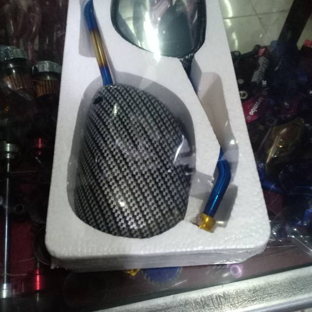 Spion Karbon model Yamaha tiang blue gold