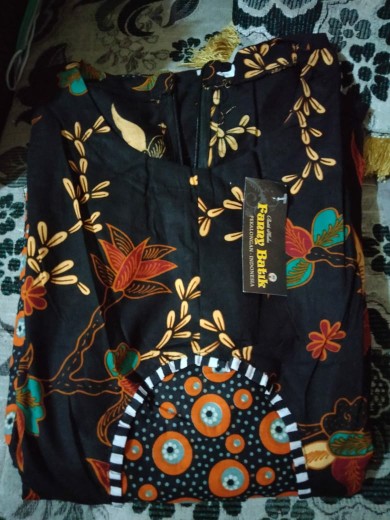 Gamis Syari Batik Sogan Kombinasi Motif Pakaian Wanita Muslim Jumbo Xxl