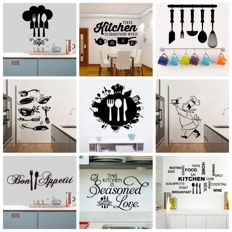 STIKER DINDING WALLPAPER KITCHEN DAPUR DEKORASI DINDING CUSTOM WALL STICKER CUTTING DECALS VINYL
