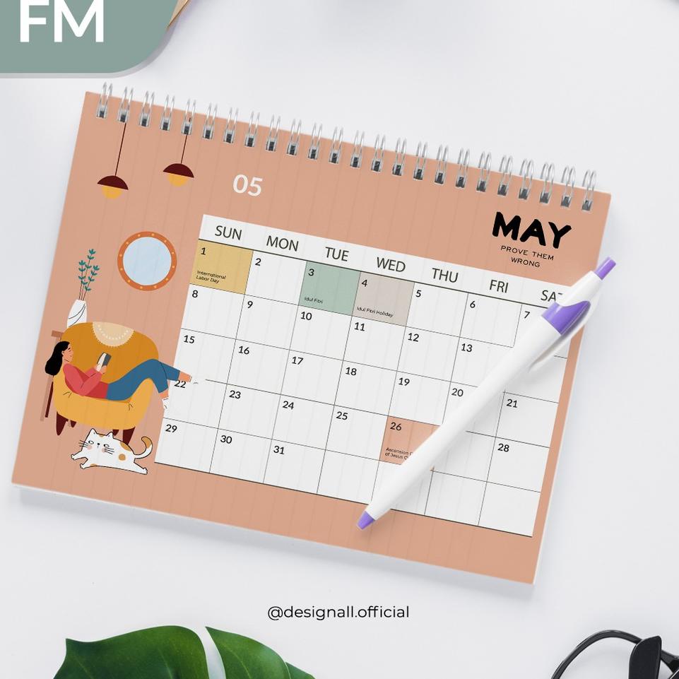 

(uhfc -3) Designall Kalender Meja / Kalender Duduk Aesthetic Tahun 2022 Spiral FM ♦ 12