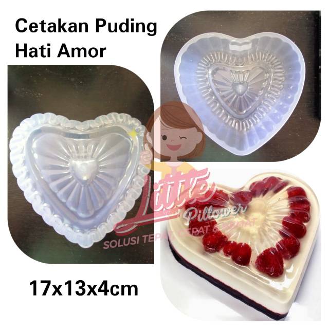 (HATI AMOR) Cetakan Puding Hati Amor/Cetakan Bolu Kukus/Cetakan Agar/Cetakan nasi