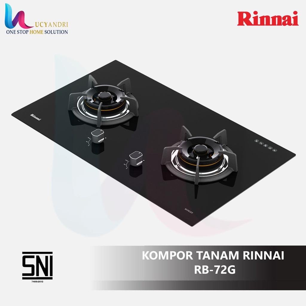 Built-in Gas Hob Rinnai Kompor Gas Tanam 2 Tungku Rinnai RB 72 G ORIGINAL