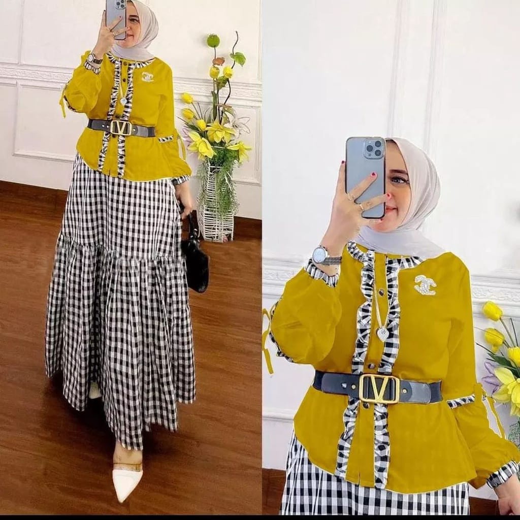 Setelan Wanita Terbaru One Set Jumbo Baju Wanita Kekinian Ootd Wanita Set Nadine Set