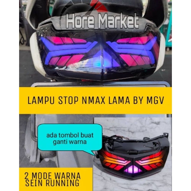 LAMPU STOP NMAX MGV RACING LED 2015 2016 2017 2018 2019 2 MODE WARNA SEIN RUNNING