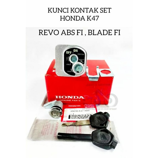 ORIGINAL KUNCI KONTAK ASSY + KUNCI JOK HONDA REVO ABS 110 FI , BLADE 125 FI ( KODE PART K47 )