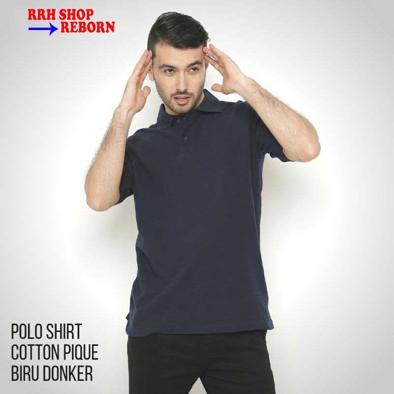Polo Shirt Polos Cotton Pique  Biru Dongker