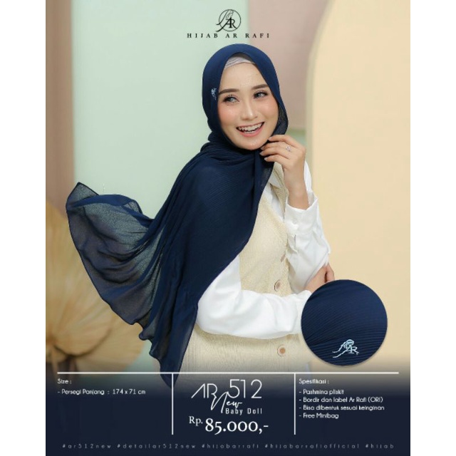 Hijab arrafi AR 512 pashmina plisket ternyaman