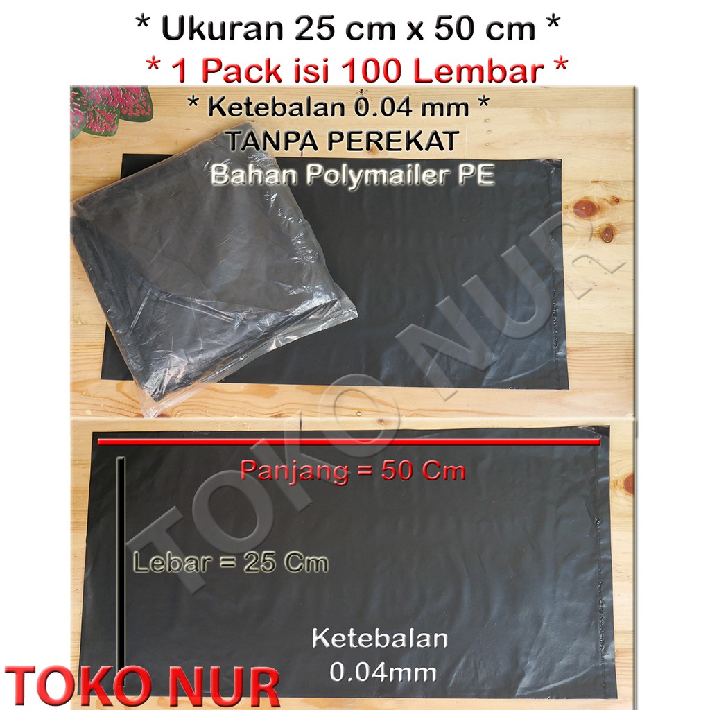 Kantong Plastik packing olshop ukuran 25cm x 50cm TANPA perekat seal