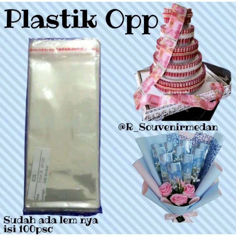 (100 lembar) Rsouvenirmedan plastik opp untuk uang/buket uang/money cake/plastik