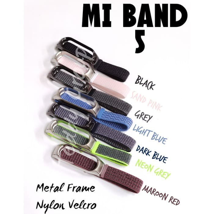 Mi Band 5 Nylon Woven Strap Tali Jam Mi Band 5 Velcro Premium Strap
