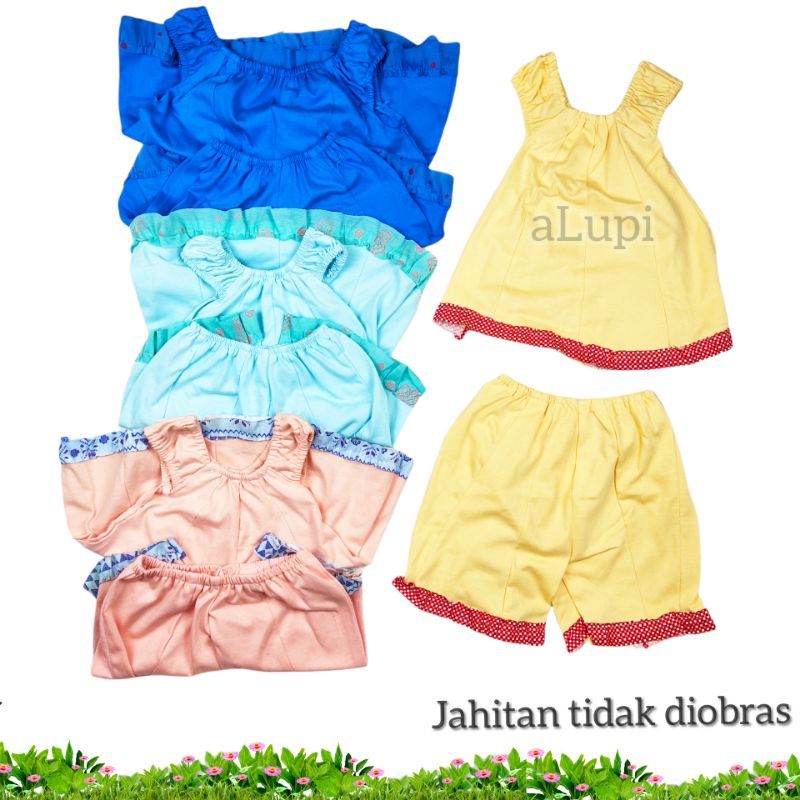 Setelan Baju Dress Pendek Bayi Anak Cewek Wanita 1 2 3 4 tahun Sanjung