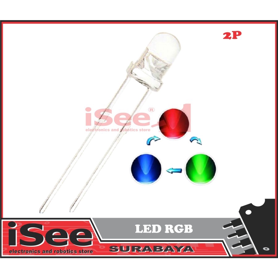 Jual LED RGB 5mm Clear Flash Bright 2p 2 Pin 2pin Warna Colorful Blink