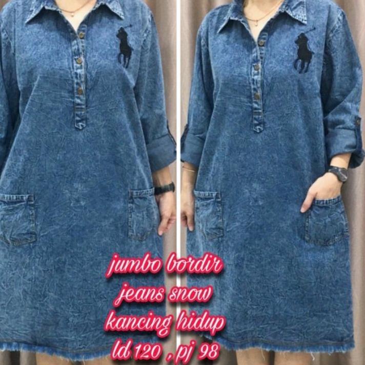 Model Baru.. Tunik Jeans Wanita Dewasa Terbaru 2022 Kekinian Import Harga Murah Model Jumbo Bordir