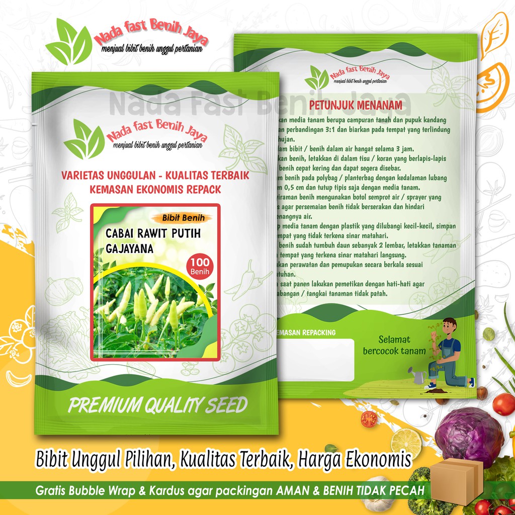 Benih cabe rawit putih pedas Gajayana F1 - bibit cabe rawit putih merunduk 100 biji / benih cabai ra