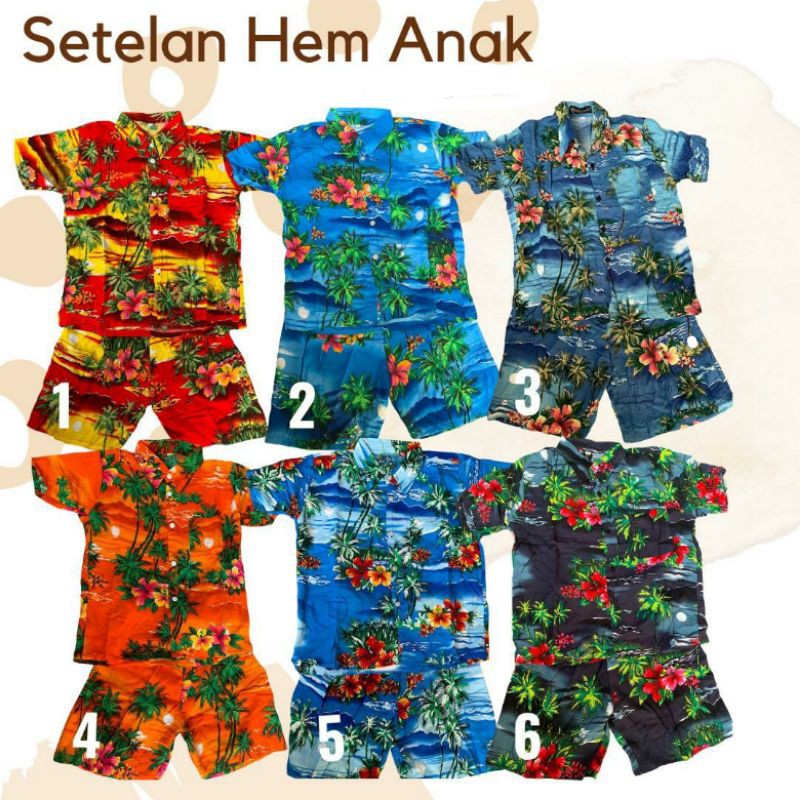 [BISA COD] Setelan Hem Anak Motif Bali Murah