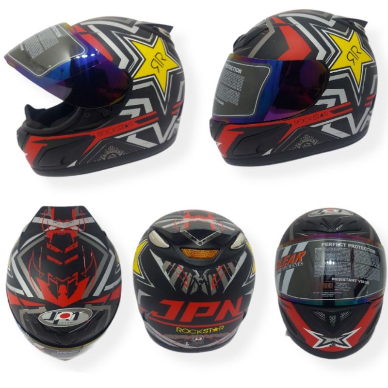 Helm Full Face Murah Dewas Jpn SNI Motif RockStar