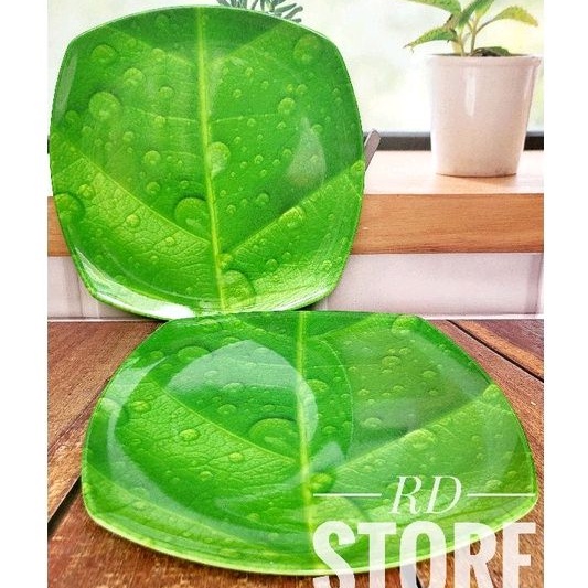 PROMO 1.PCS PIRING PERSEGI PRASMANAN MOTIF DAUN MELAMINE