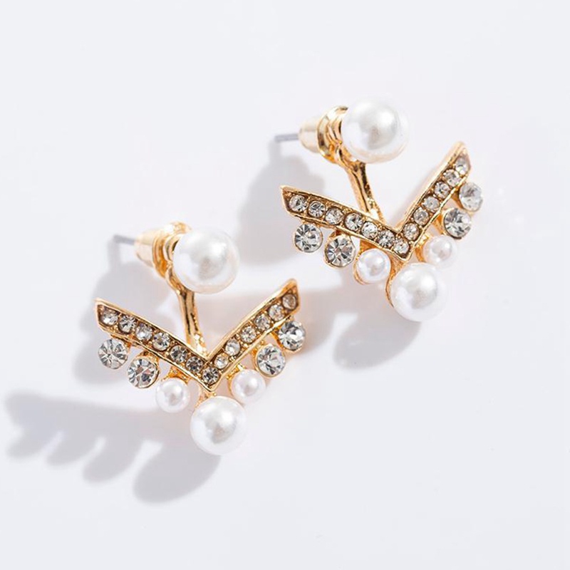 Anting Stud Tindik Hias Mutiara Gaya Modern Untuk Wanita