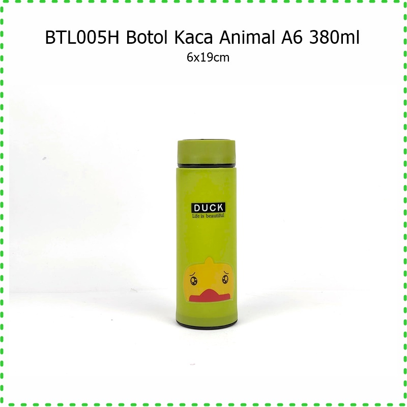 BTL005H Botol Minum Kaca Animal A6 380ml