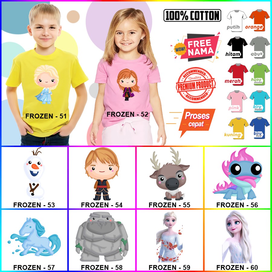 Baju Kaos ANAK DAN DEWASA FROZEN COUPLE (FREE NAMA)