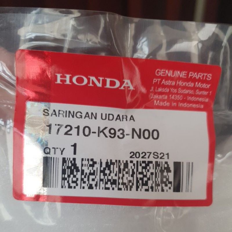 Filter Udara Scoopy FI ESP Ring ban 12 Honda K93 Ori ASLI