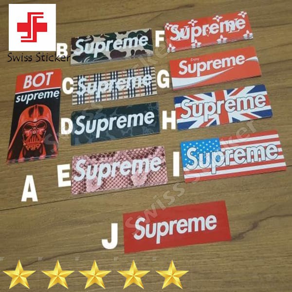 

Terlaris Aneka jenis stiker logo Supreme unique design Keren