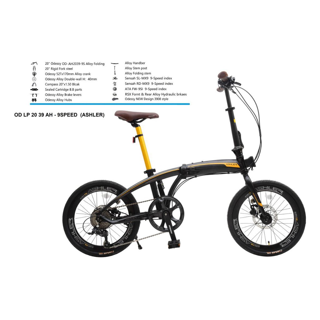 Sepeda Lipat Odessy Folding bike Ashler 9 speed