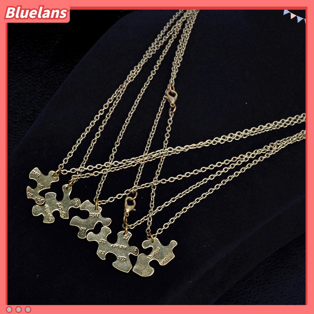 5 Pcs Kalung Rantai Model Puzzle Motif Print Tulisan Always Together Untuk Hadiah