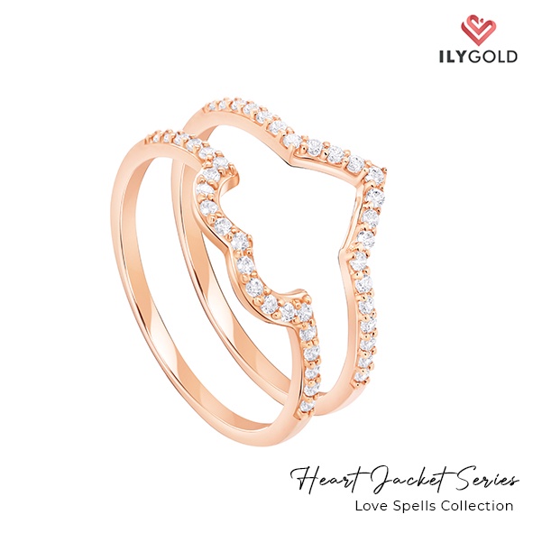 Heart Jacket Stack Ring Series Ladies Ring ILY GOLD Love Spells Collection