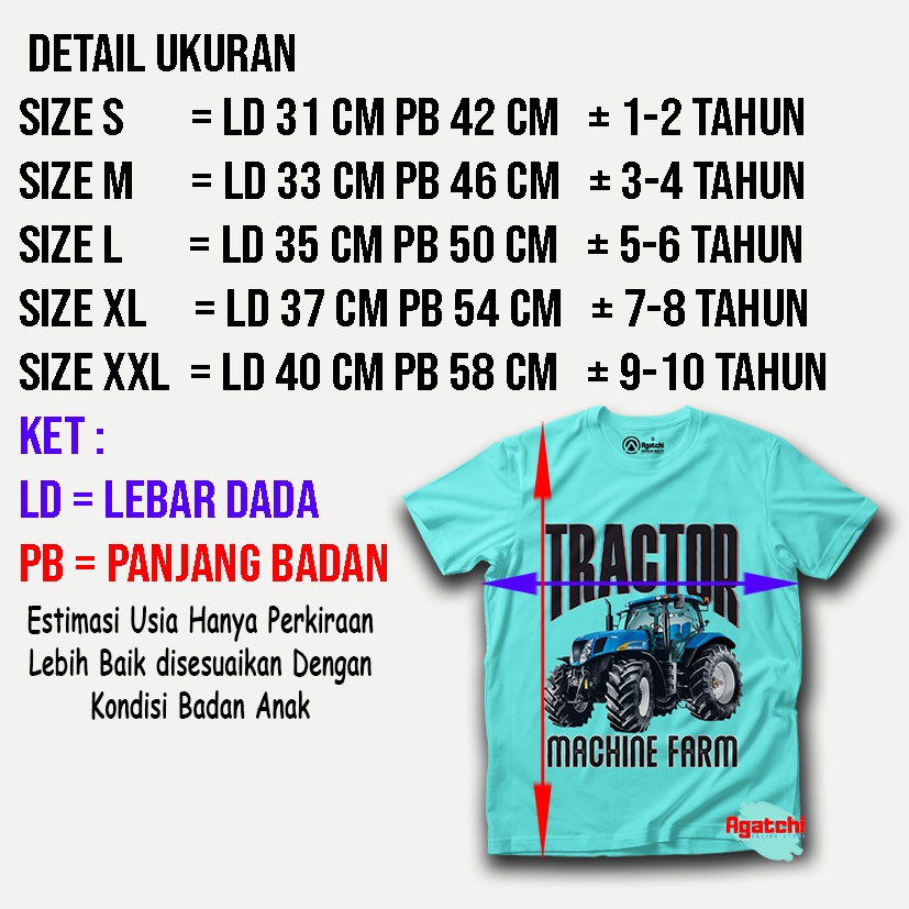 Baju Anak / Kaos Atasan Anak Laki-Laki / Kids T Shirt Tractor Machine Farm