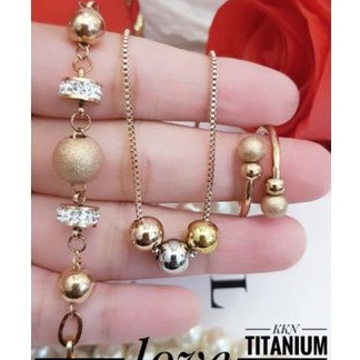 Titanium set perhiasan rosegold wanita LL1213