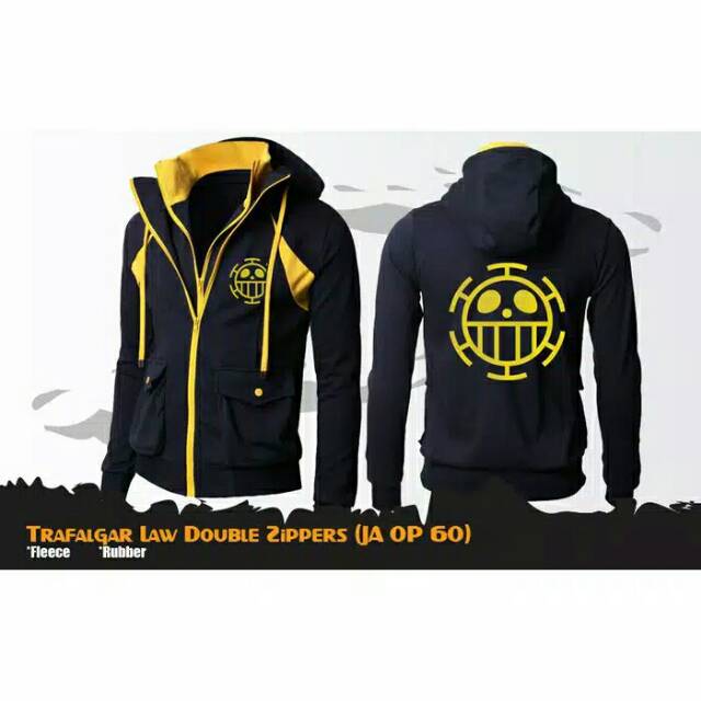jaket anime one piece trafalgar law double zipper