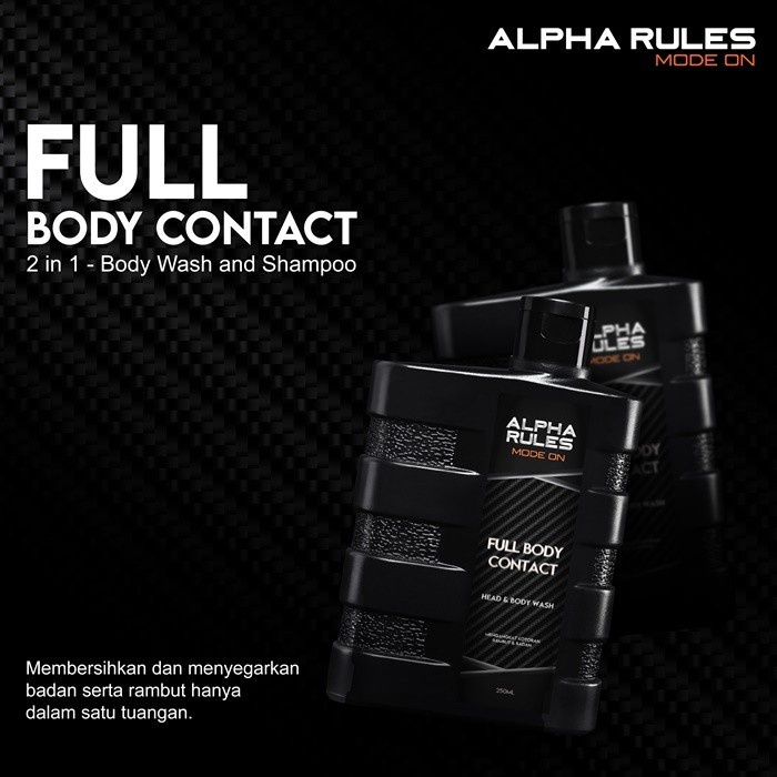 Alpha Rules Full Body Contact Head &amp; Body Wash Sabun Mandi Shampo Kepala 2 in 1 Alpharules 250ml