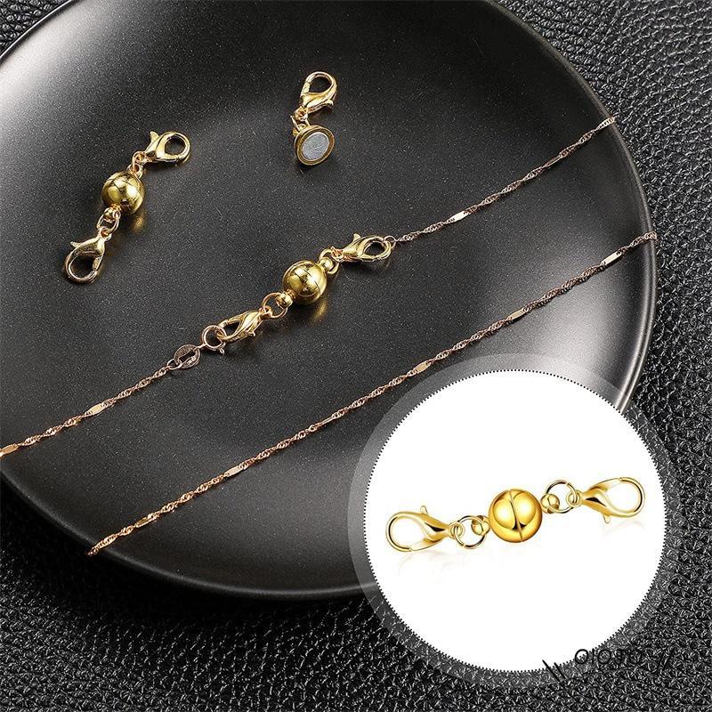 5 Pcs DIY Magnetic Gesper Kalung Gelang Konektor Pengait Extender Membuat Perhiasan Perlengkapan - ol