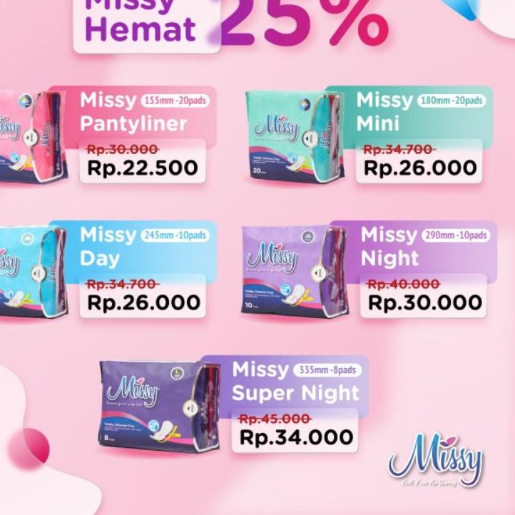 Harga Potongan Missy Pembalut Kesehatan / Pantyliner untuk keputihan / Missyshop official / Bebas Di