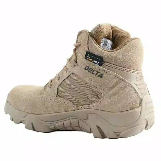 Sepatu Delta Krem Original Gurun / Hiking / Turing Tactical Boots Quality Equipment Tinggi 6 Inchi