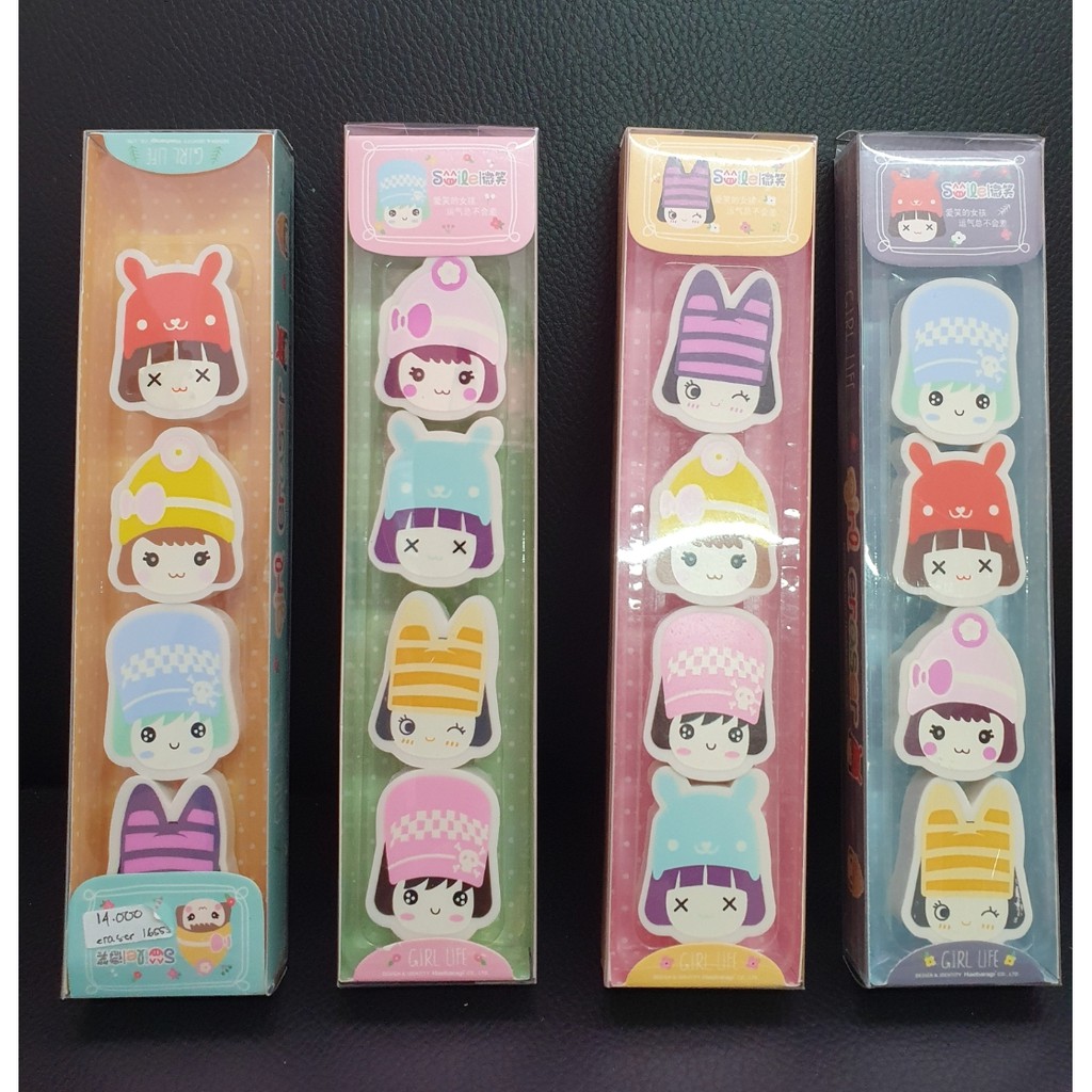 

Penghapus Pensil Pencil Eraser Smile Fancy 16555 1set isi 4pcs