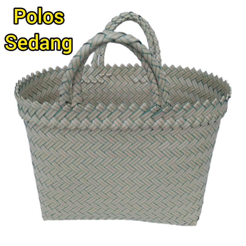 Tas Anyaman Plastik Polos Tanggung Warna Kuning/ Tas Plastik Polos/ Tas Anyaman Plastik