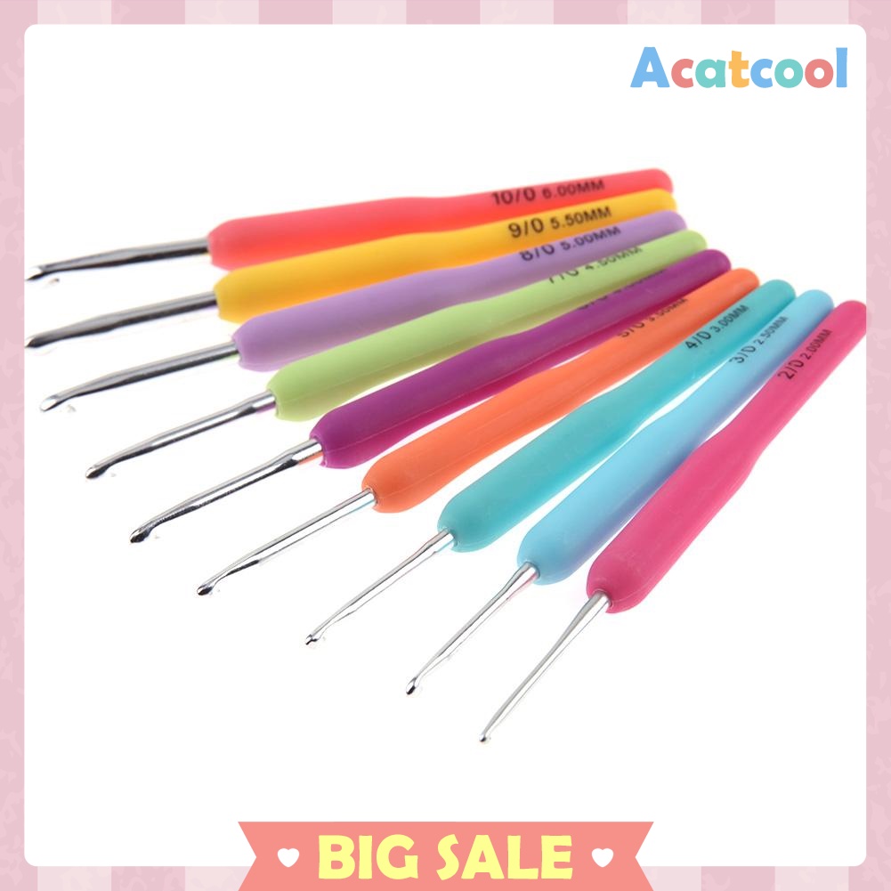 9pcs/set Weave Craft Crochet Hooks Yarn Knitting Needles Sewing Tool Kit