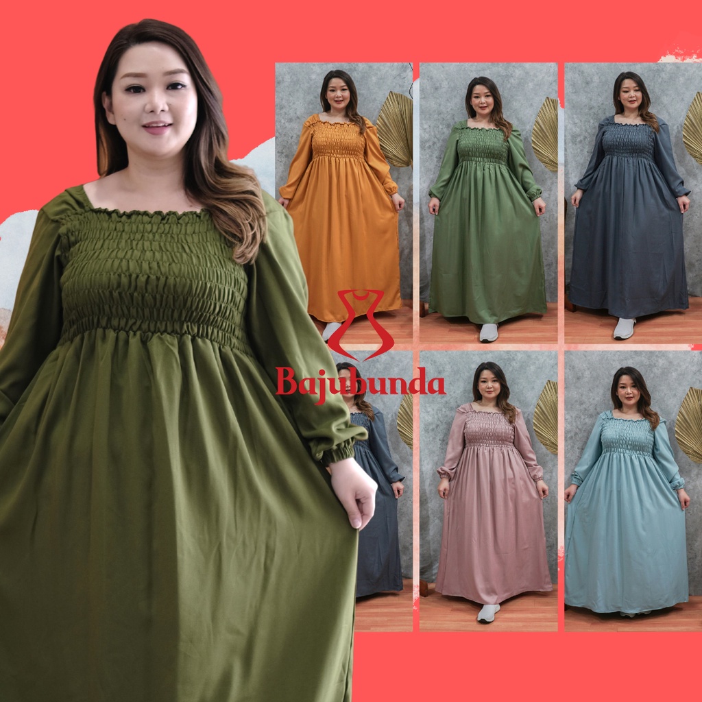 DRESS JUMBO BIG SIZE GAMIS LD 120 POLOS LENGAN PANJANG MAXI SMOG